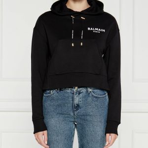 BALMAIN CROPPED LS HOODIE