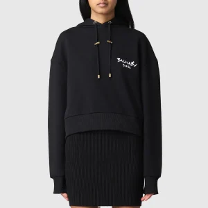 BALMAIN CROPPED LS HOODIE