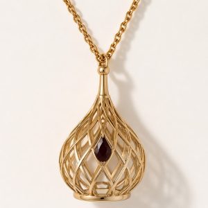 KORLOFF ROSE GOLD & GARNET NECKLACE
